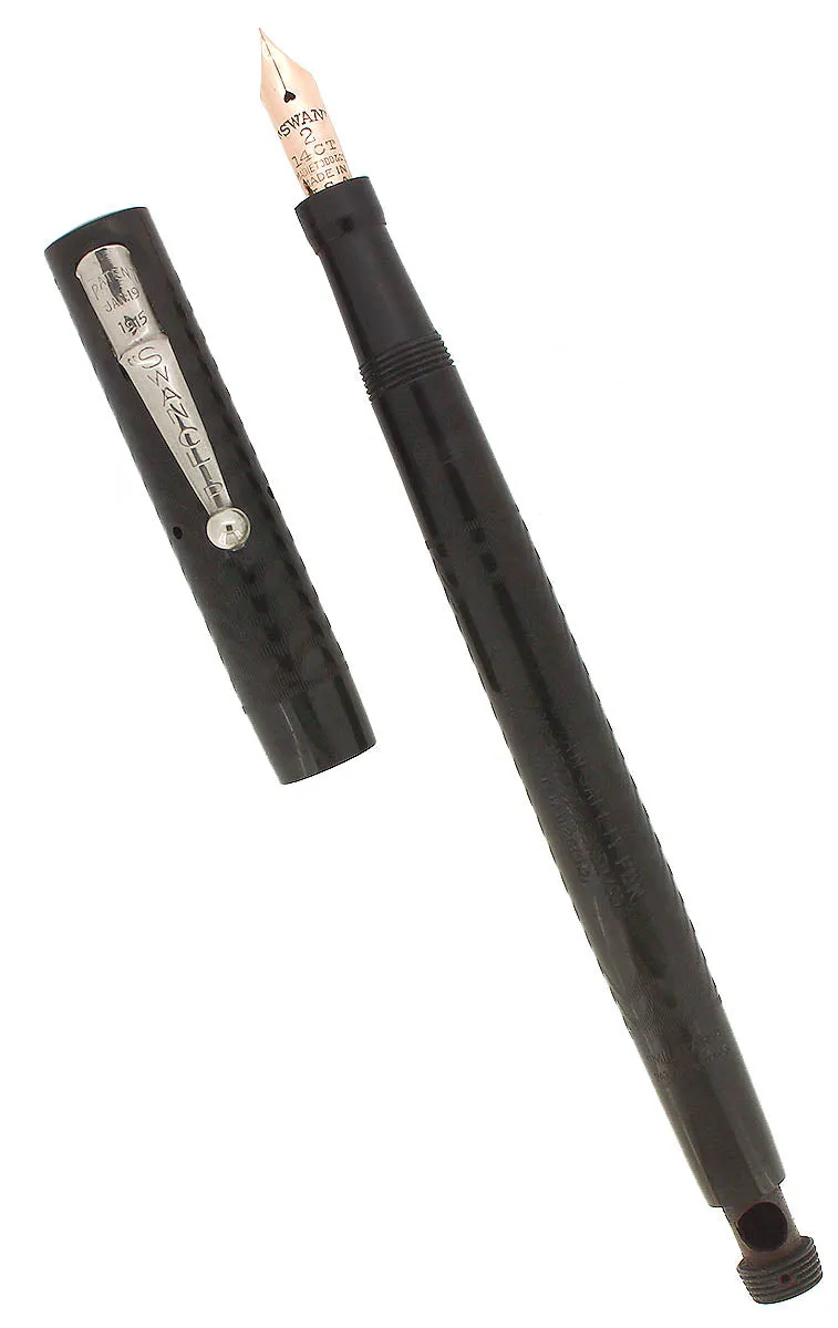 C1918 MABIE TODD SWAN MILITARY SAFETY BLACK CHASED HR INK TABLET FOUNTAIN PEN