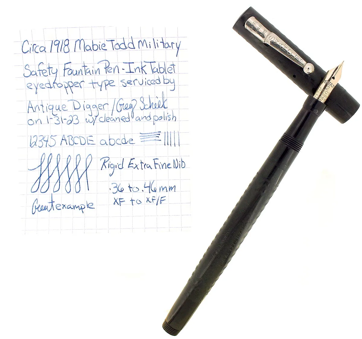 C1918 MABIE TODD SWAN MILITARY SAFETY BLACK CHASED HR INK TABLET FOUNTAIN PEN