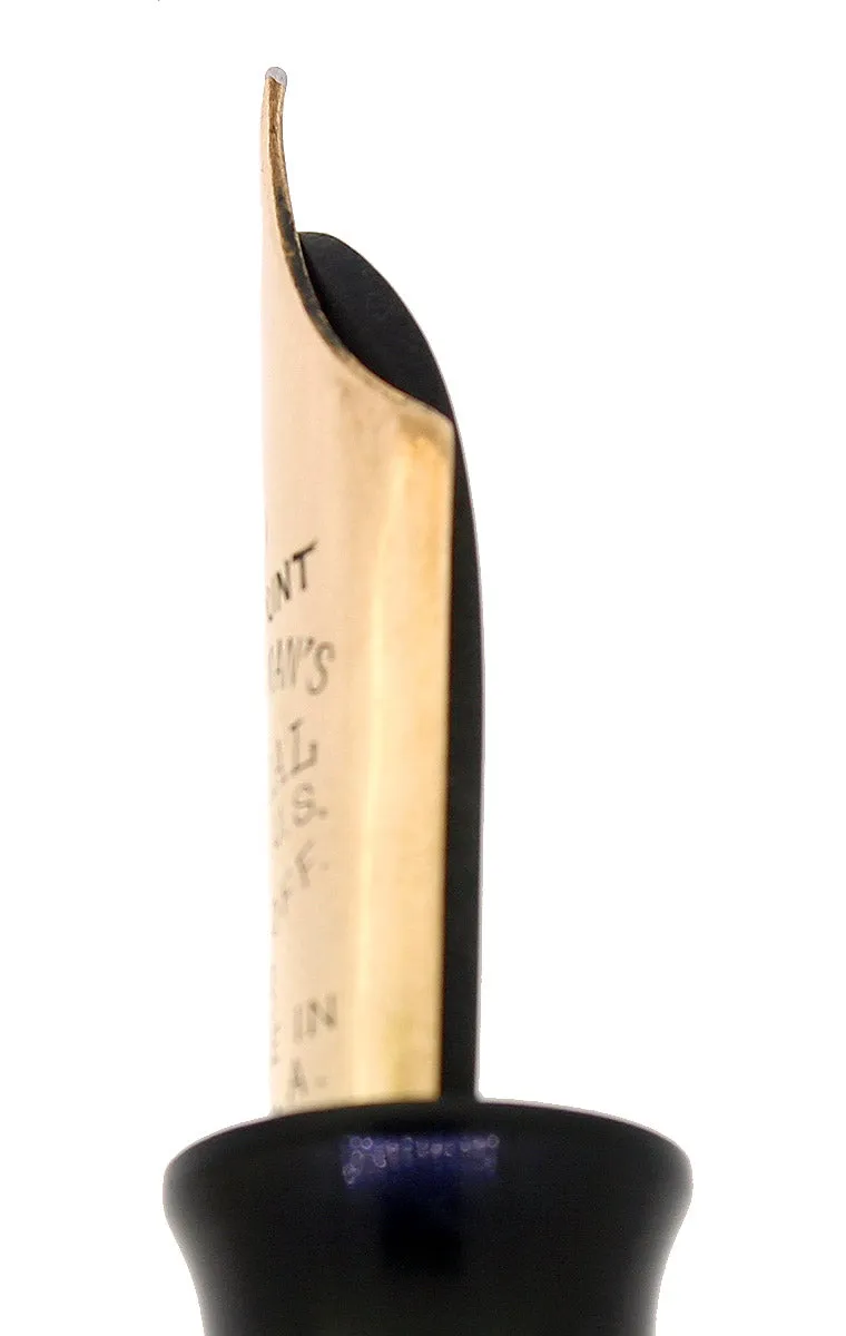 C1927 WATERMAN 58 BLACK CHASED HARD RUBBER FINE NIB FOUNTAIN PEN RESTORED