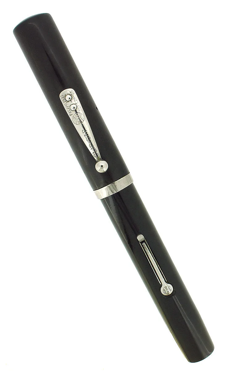 C1927 WATERMAN 58 BLACK CHASED HARD RUBBER FINE NIB FOUNTAIN PEN RESTORED