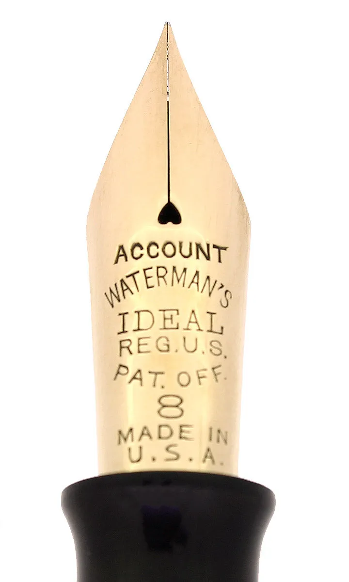 C1927 WATERMAN 58 BLACK CHASED HARD RUBBER FINE NIB FOUNTAIN PEN RESTORED