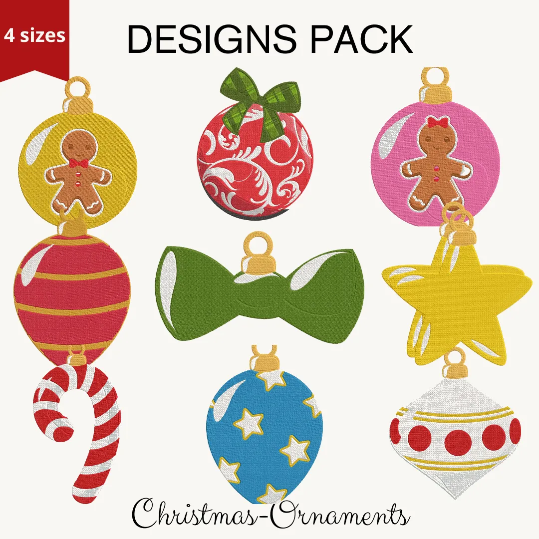 Christmas Ornaments - Designs Pack 3 : Embroidery Design