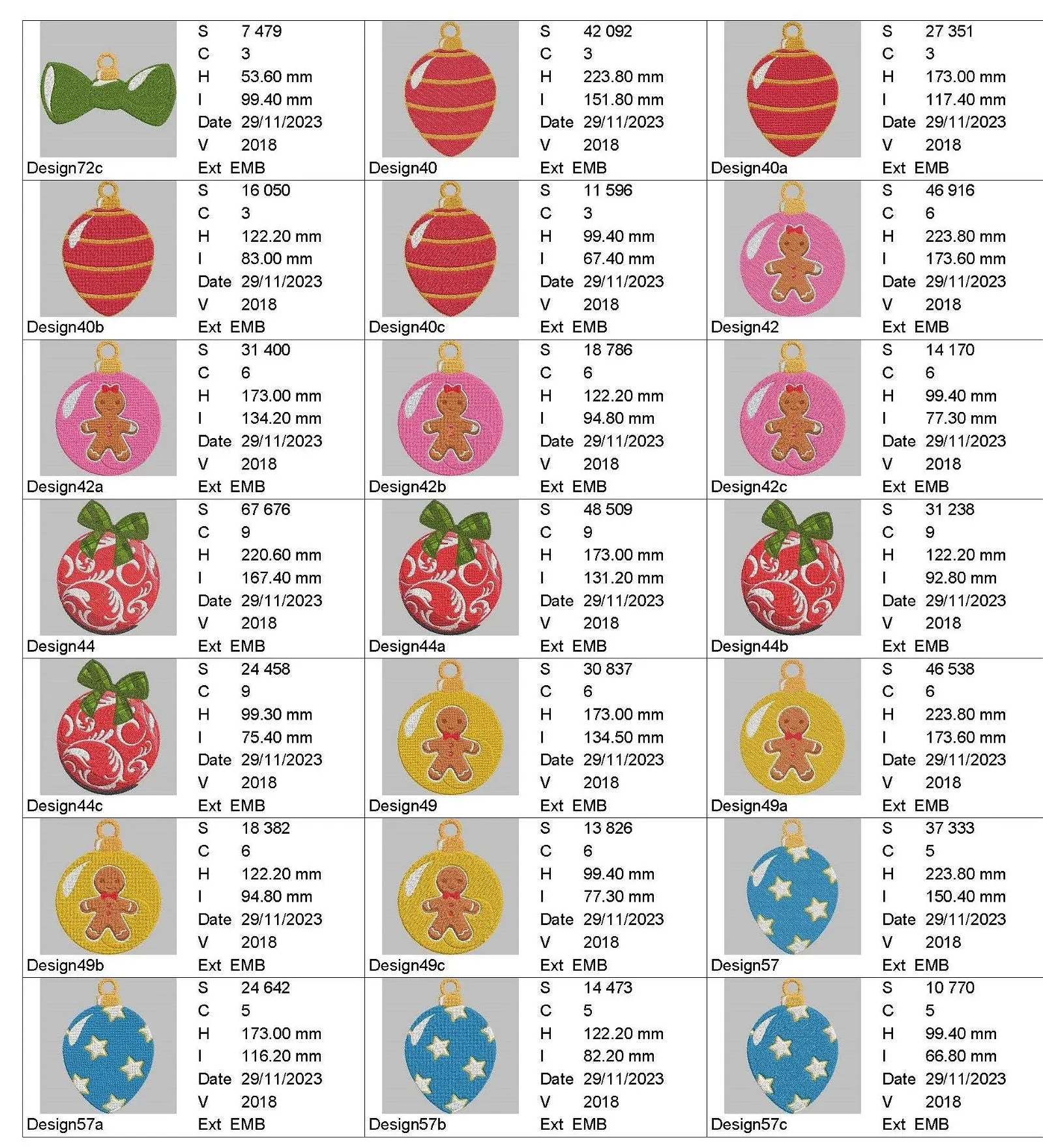 Christmas Ornaments - Designs Pack 3 : Embroidery Design