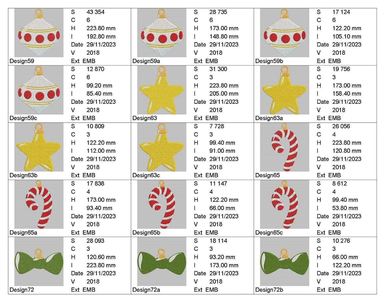 Christmas Ornaments - Designs Pack 3 : Embroidery Design