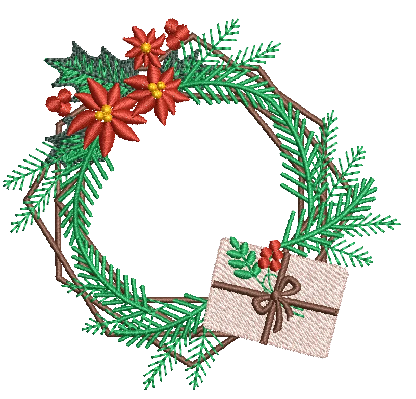Christmas Wreath: Embroidery Design