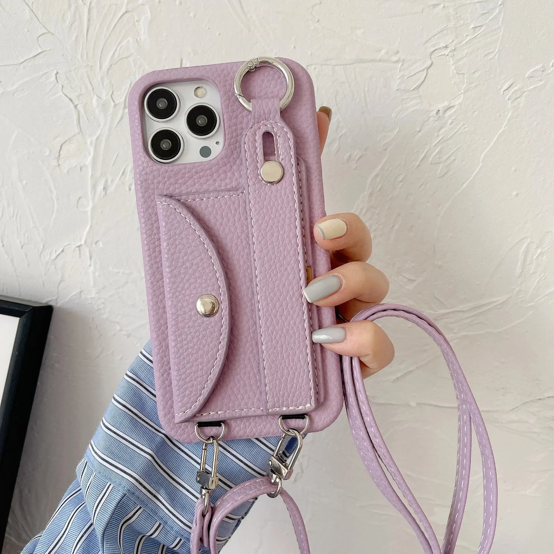 Classic Stylish Card Wallet Leather Crossbody Phone Case Cover for iPhone