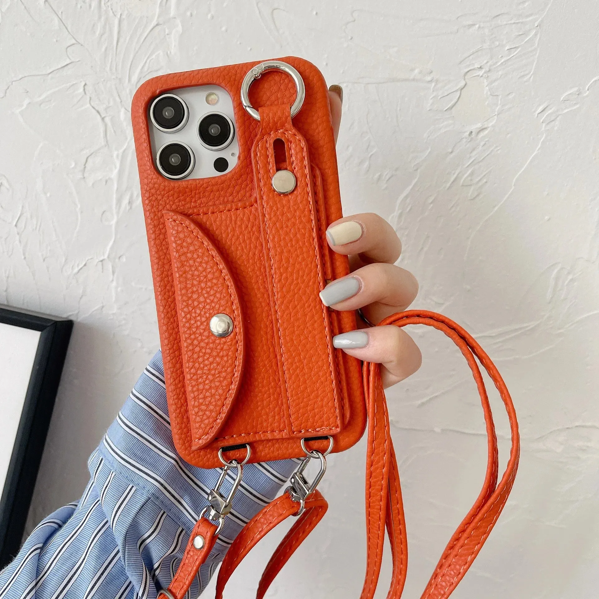 Classic Stylish Card Wallet Leather Crossbody Phone Case Cover for iPhone