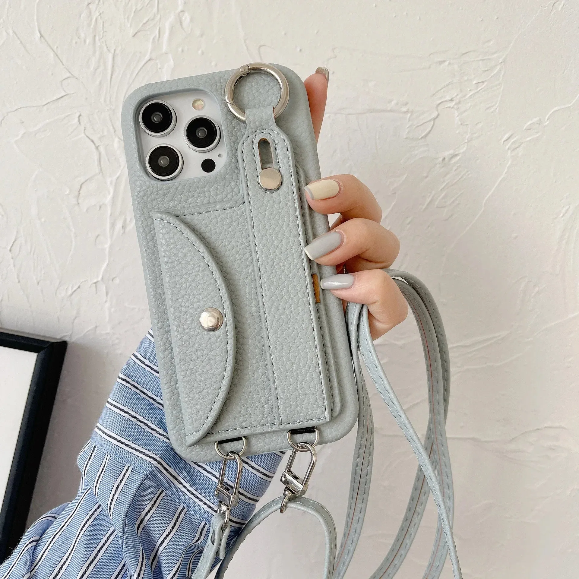 Classic Stylish Card Wallet Leather Crossbody Phone Case Cover for iPhone