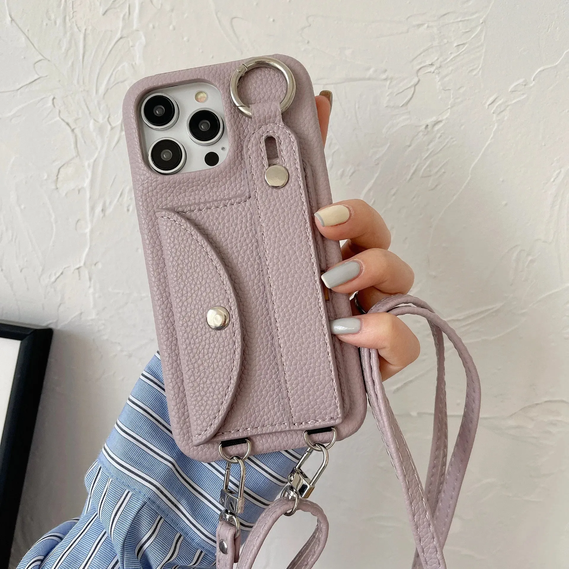 Classic Stylish Card Wallet Leather Crossbody Phone Case Cover for iPhone