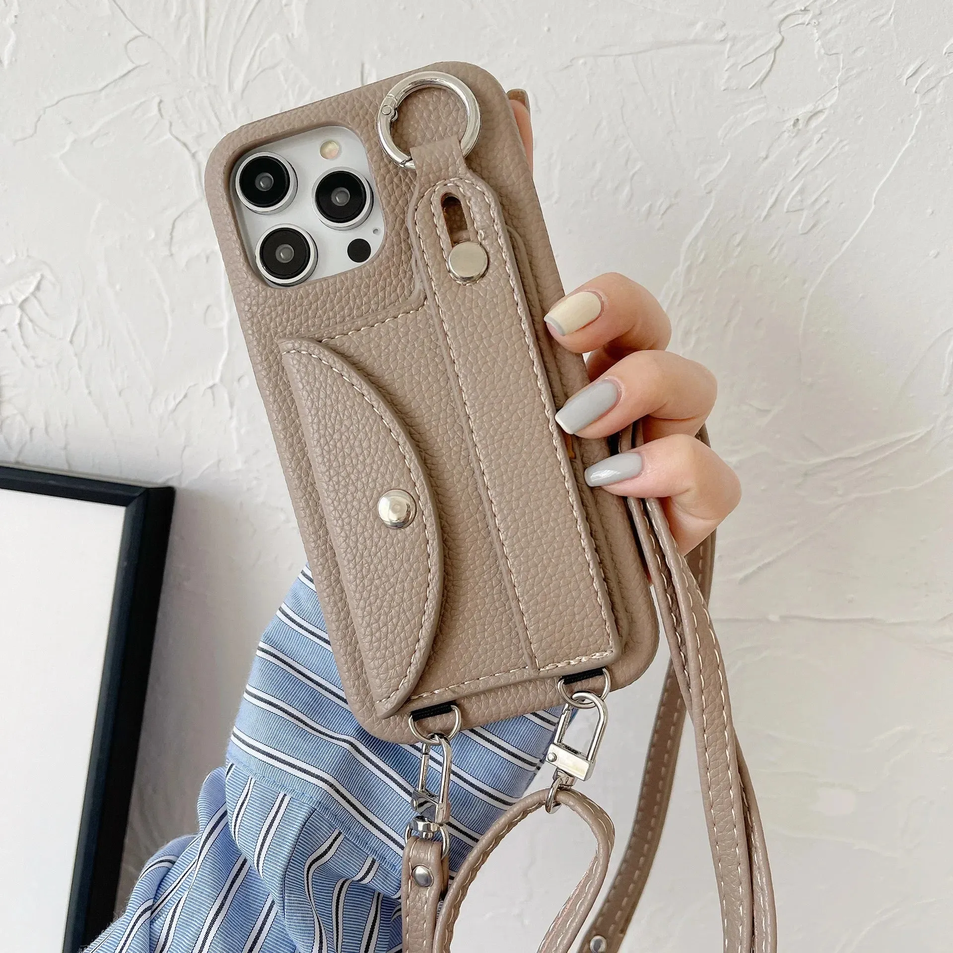 Classic Stylish Card Wallet Leather Crossbody Phone Case Cover for iPhone
