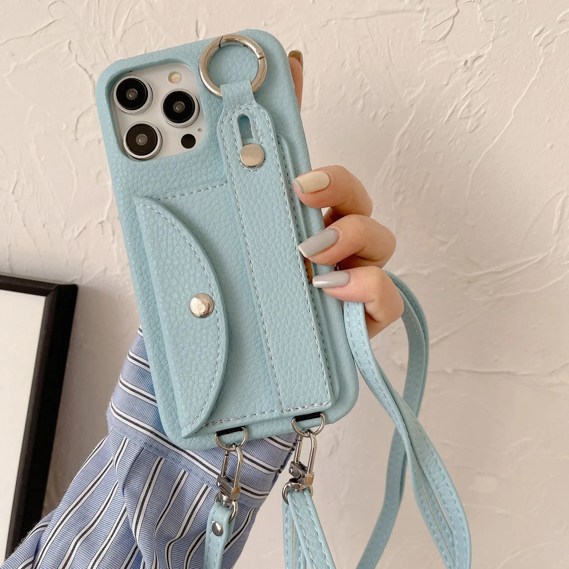 Classic Stylish Card Wallet Leather Crossbody Phone Case Cover for iPhone