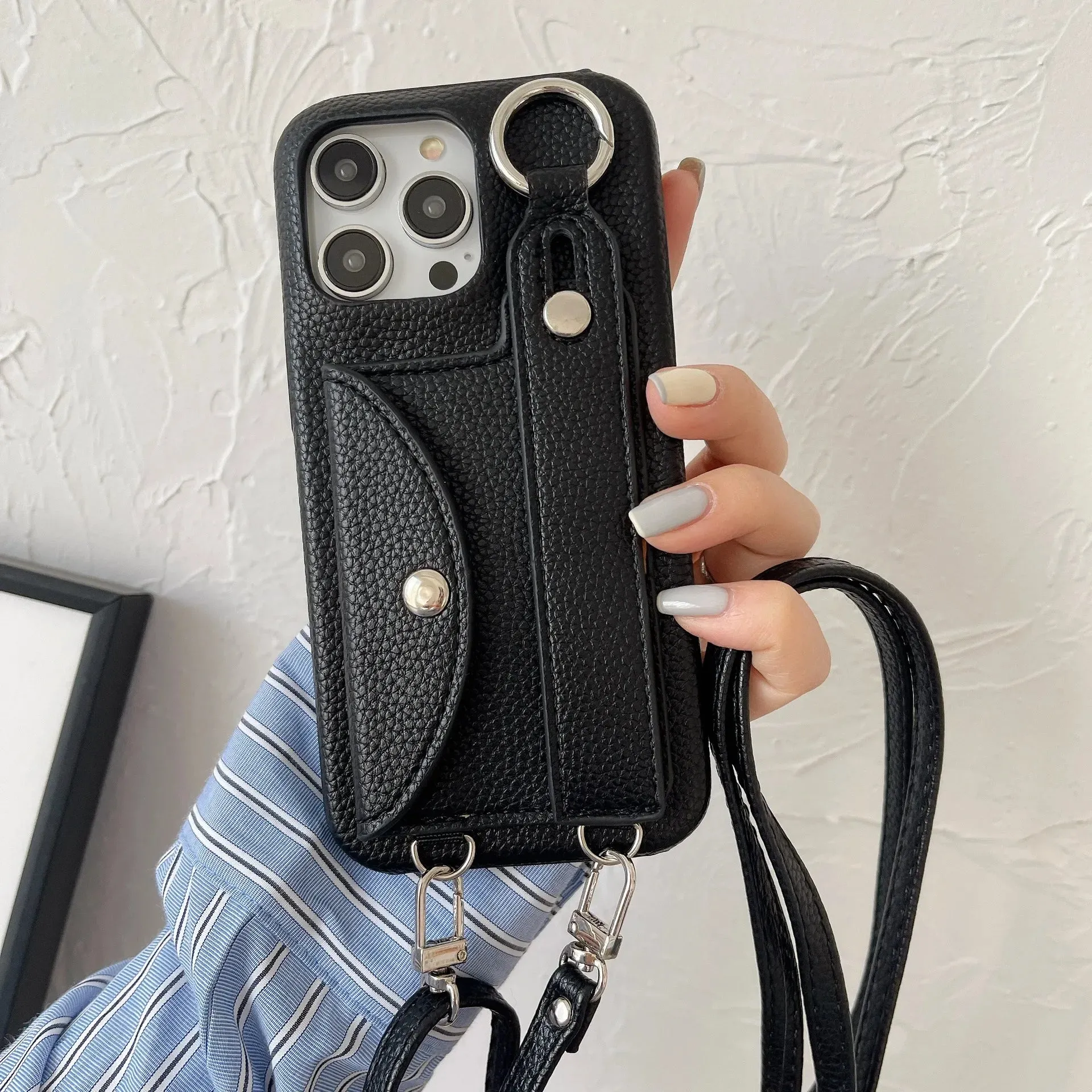 Classic Stylish Card Wallet Leather Crossbody Phone Case Cover for iPhone