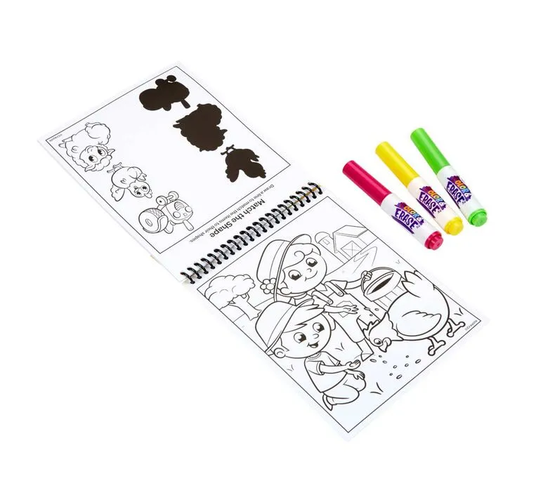 Color & Erase 16 Reusable Activity Pad With Marker On The Farm