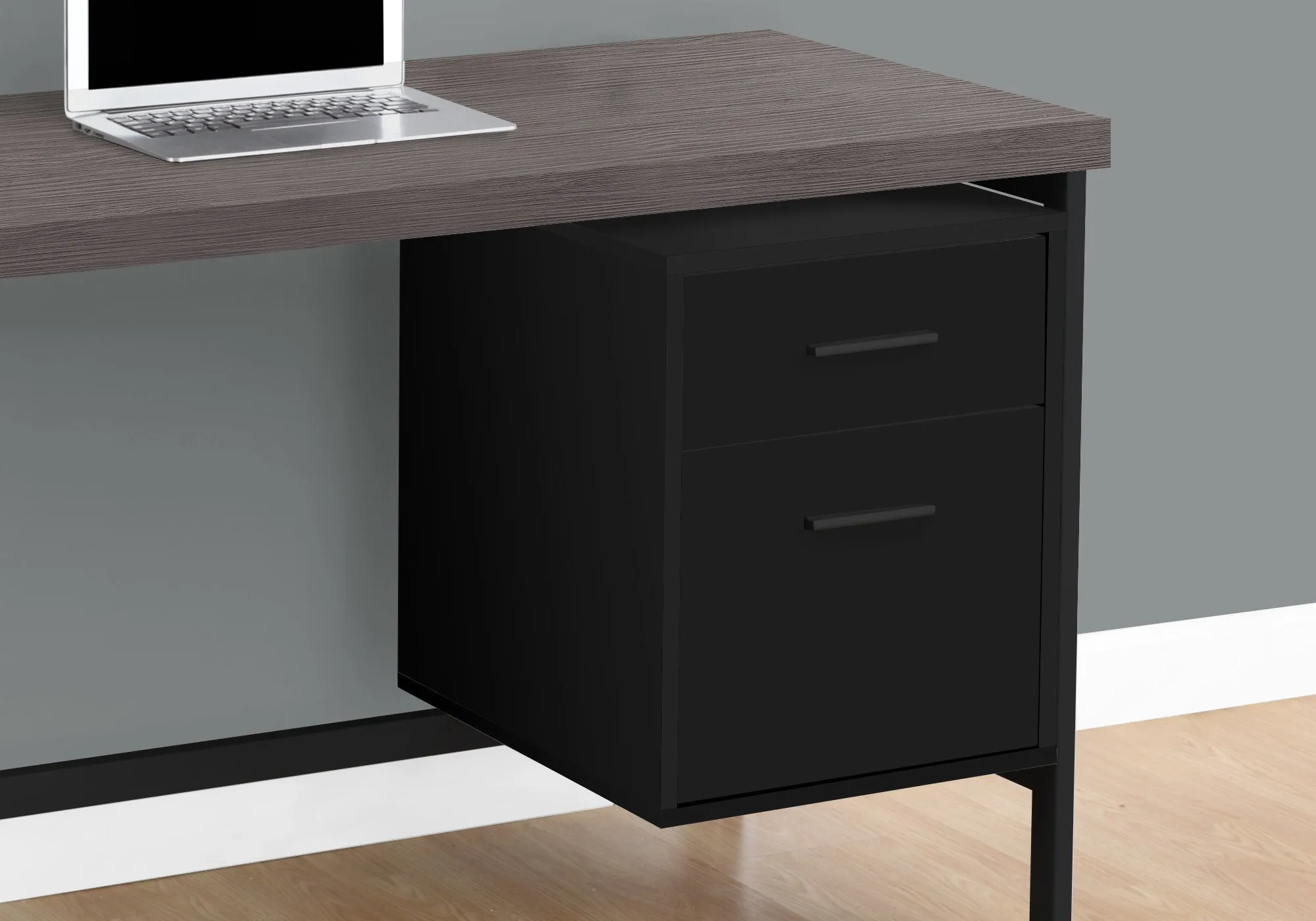 Computer Desk - 48"L / Black / Grey Top / Black Metal