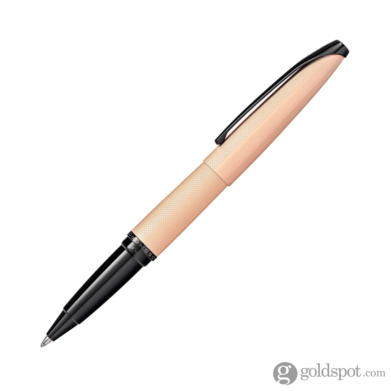 Cross ATX Selectip Rollerball Pen in Brushed Rose Gold PVD with Etched Diamond Pattern