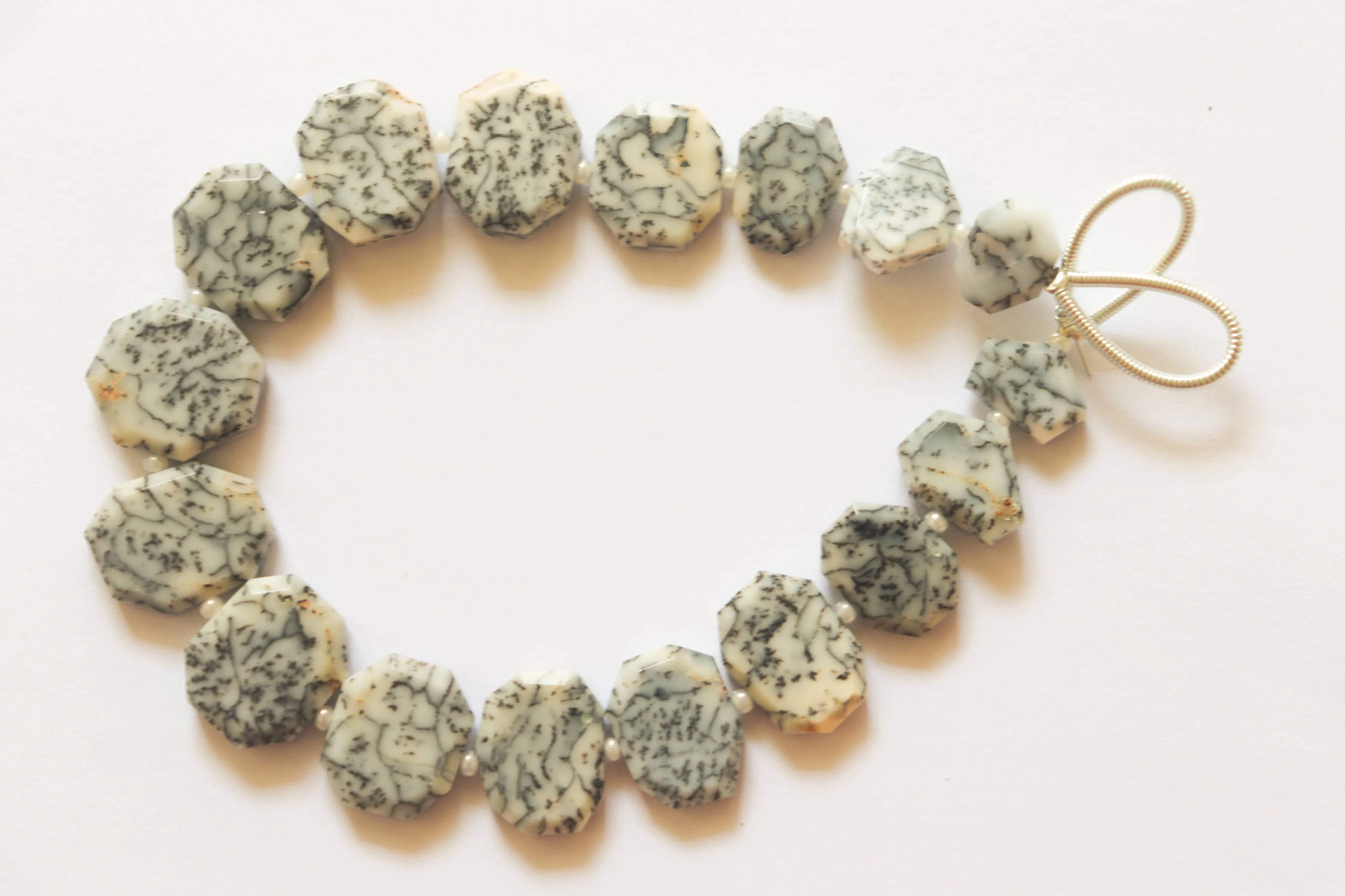 Dendrite Opal gemstone Crown cut beads