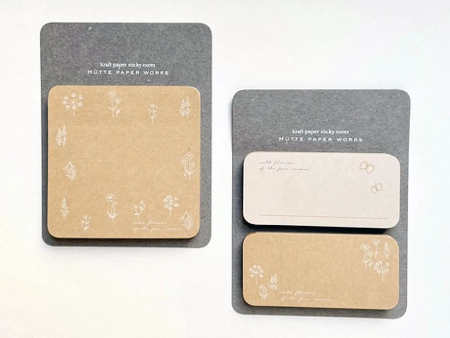 Die-Cut Botanical Kraft Paper Sticky Notes - Spring Fields
