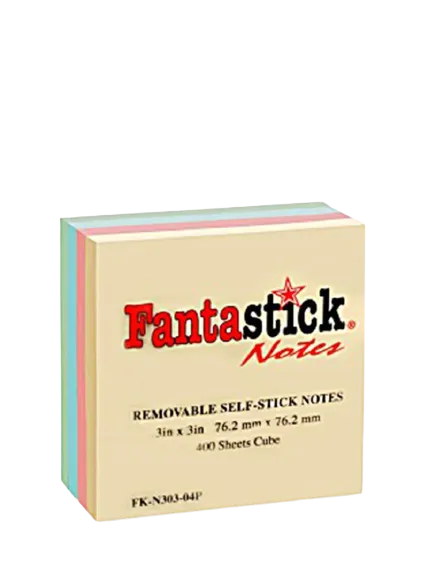 Fantastick Sticky Notes 3"x3" Pastel 4 Color.