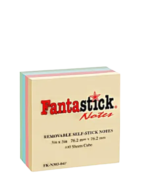 Fantastick Sticky Notes 3"x3" Pastel 4 Color.