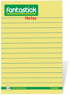 Fantastick Sticky Notes 4x6" - Ruled Pad