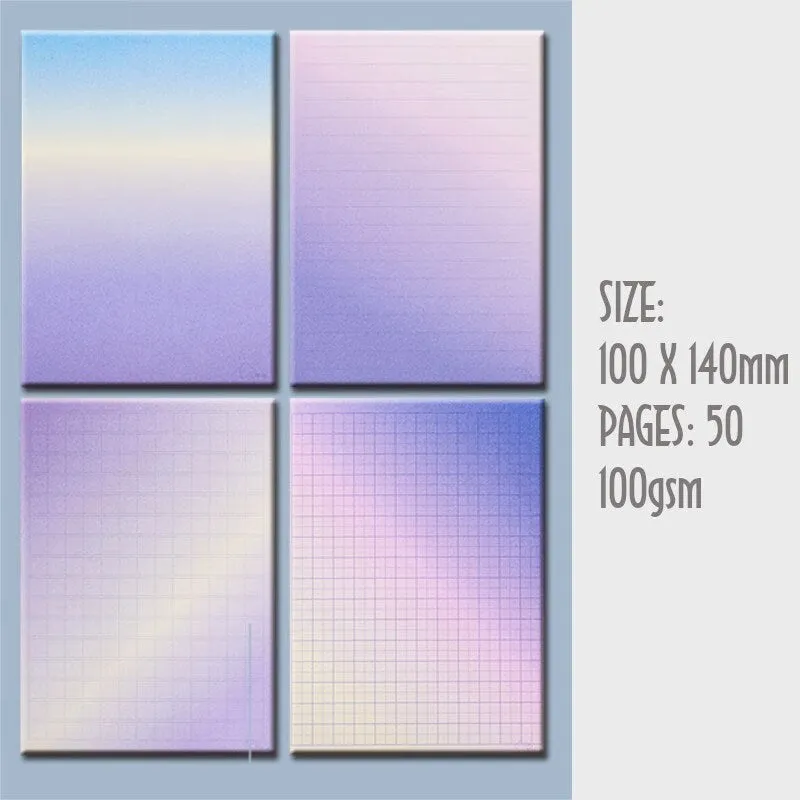 Korean GRADIENT RULED MEMO Notepads Blank Notepad Checkered Notepad Grid Notepad Horizontal Rule Notepad 100gsm | 100 X 140mm 50 Sht