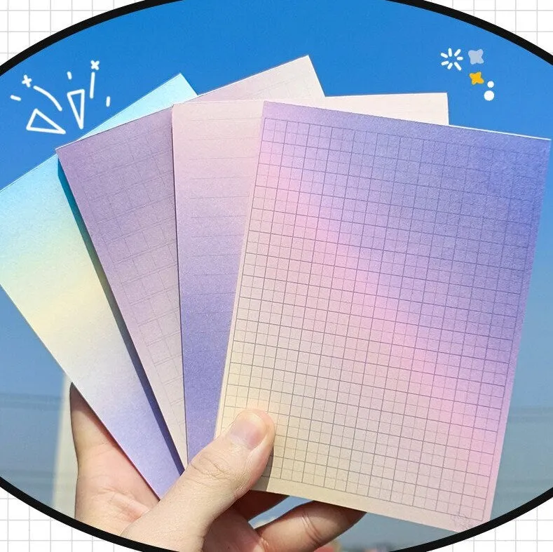 Korean GRADIENT RULED MEMO Notepads Blank Notepad Checkered Notepad Grid Notepad Horizontal Rule Notepad 100gsm | 100 X 140mm 50 Sht