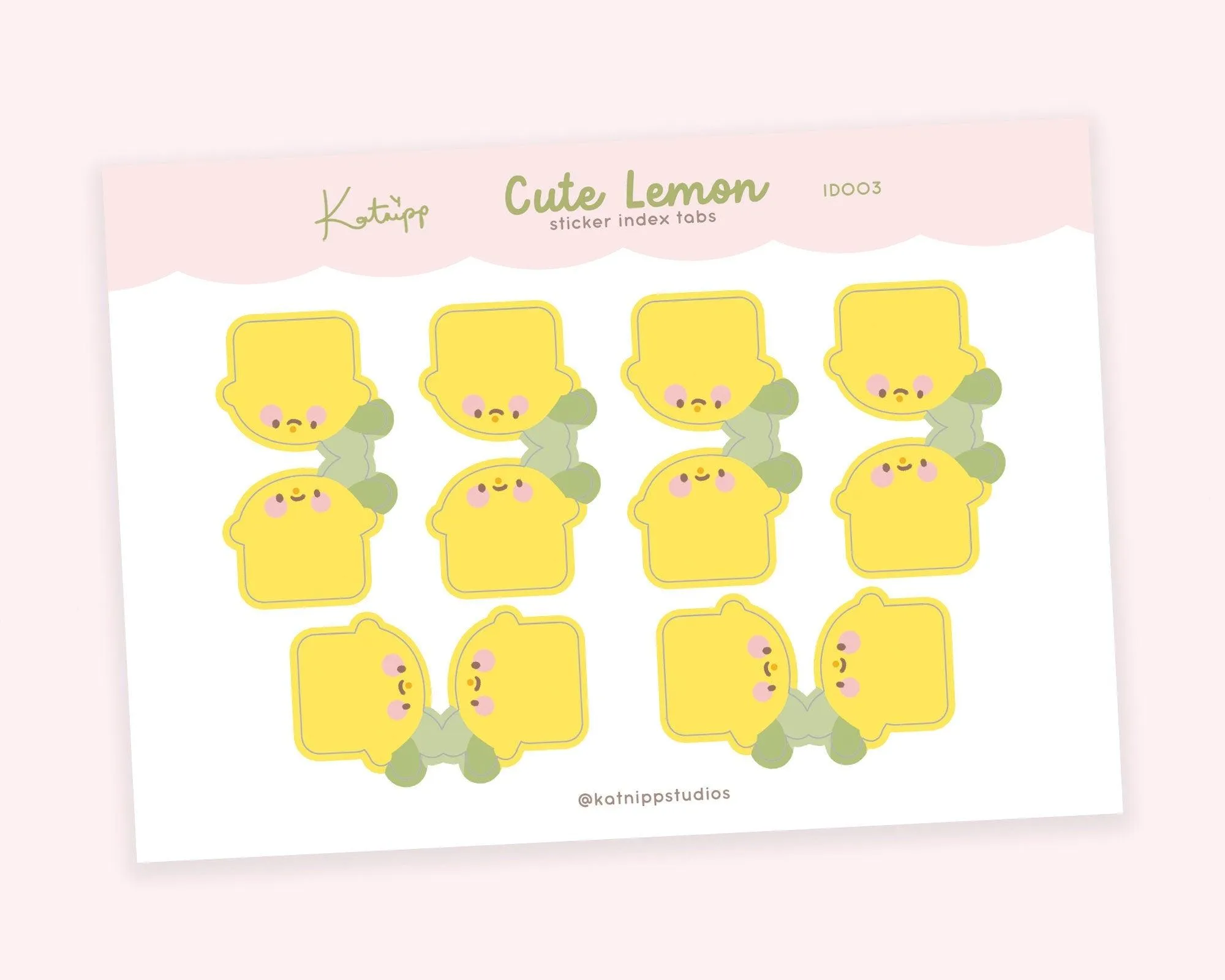 Lemon Index Tab Stickers | Cute A5 Planner Tabs for Organisation | Katnipp Stationery | ID003