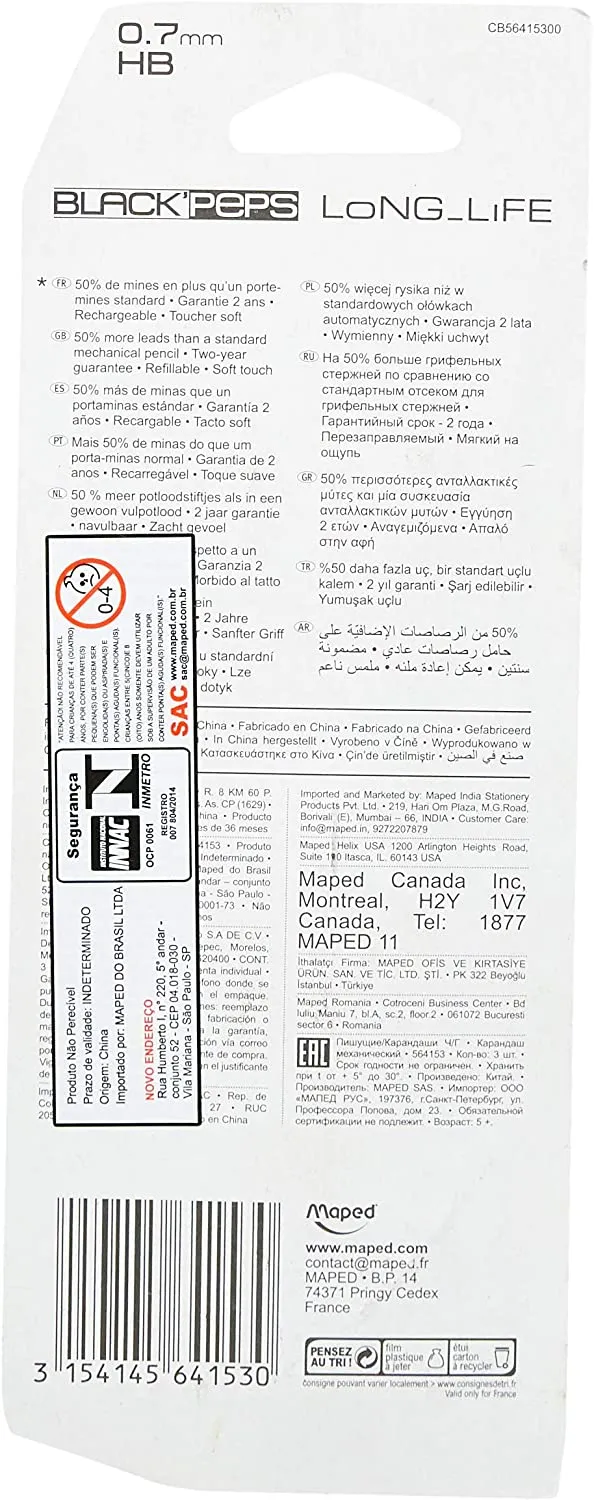 Maped Mech Pencil 0.7 Long Life Pack of 3Pcs