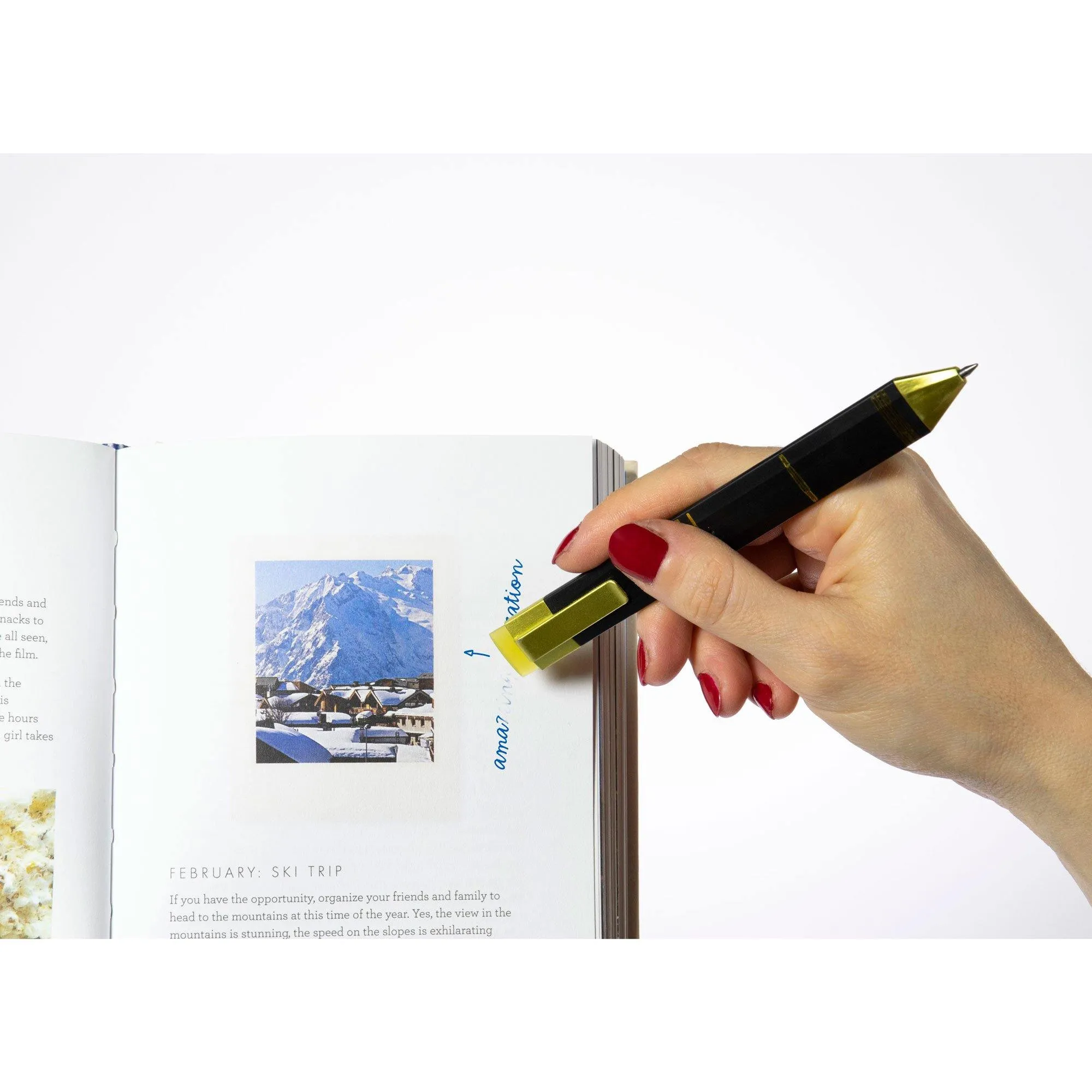 Pen Bookmark 3-in-1 with 2 Ink Refills (Black and Gold)