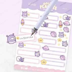 Pocket Planets: A5 Celestial Kawaii Label Sticker Sheet - LB007