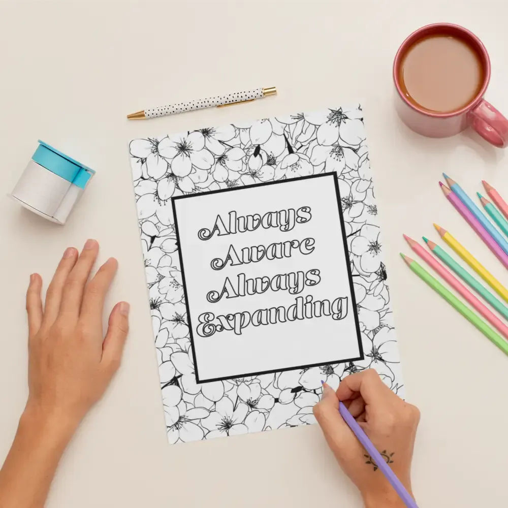 "Always Aware Always Expanding" Personal Development PLR Coloring Page - Inspirational Content with Private Label Rights