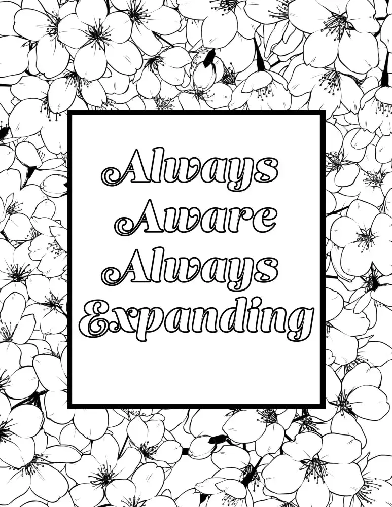 "Always Aware Always Expanding" Personal Development PLR Coloring Page - Inspirational Content with Private Label Rights