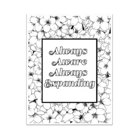 "Always Aware Always Expanding" Personal Development PLR Coloring Page - Inspirational Content with Private Label Rights
