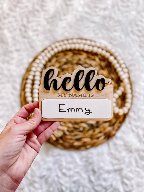 "Hello My Name Is" Dry Erase Birth Announcement Sign