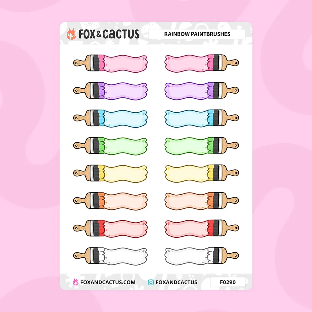 Rainbow Paint Brushes Stickers