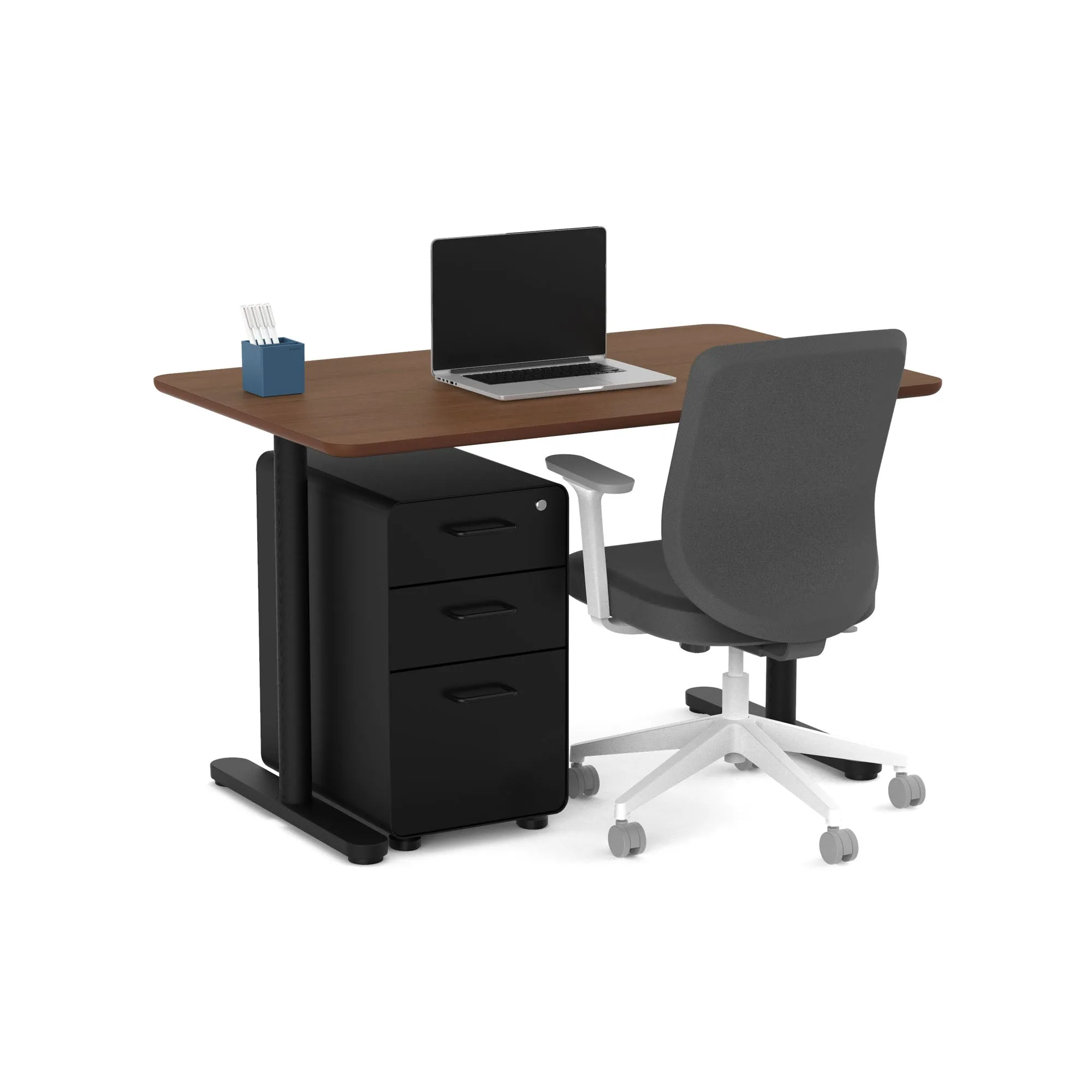 Raise Fixed Height Single Desk, Black Legs