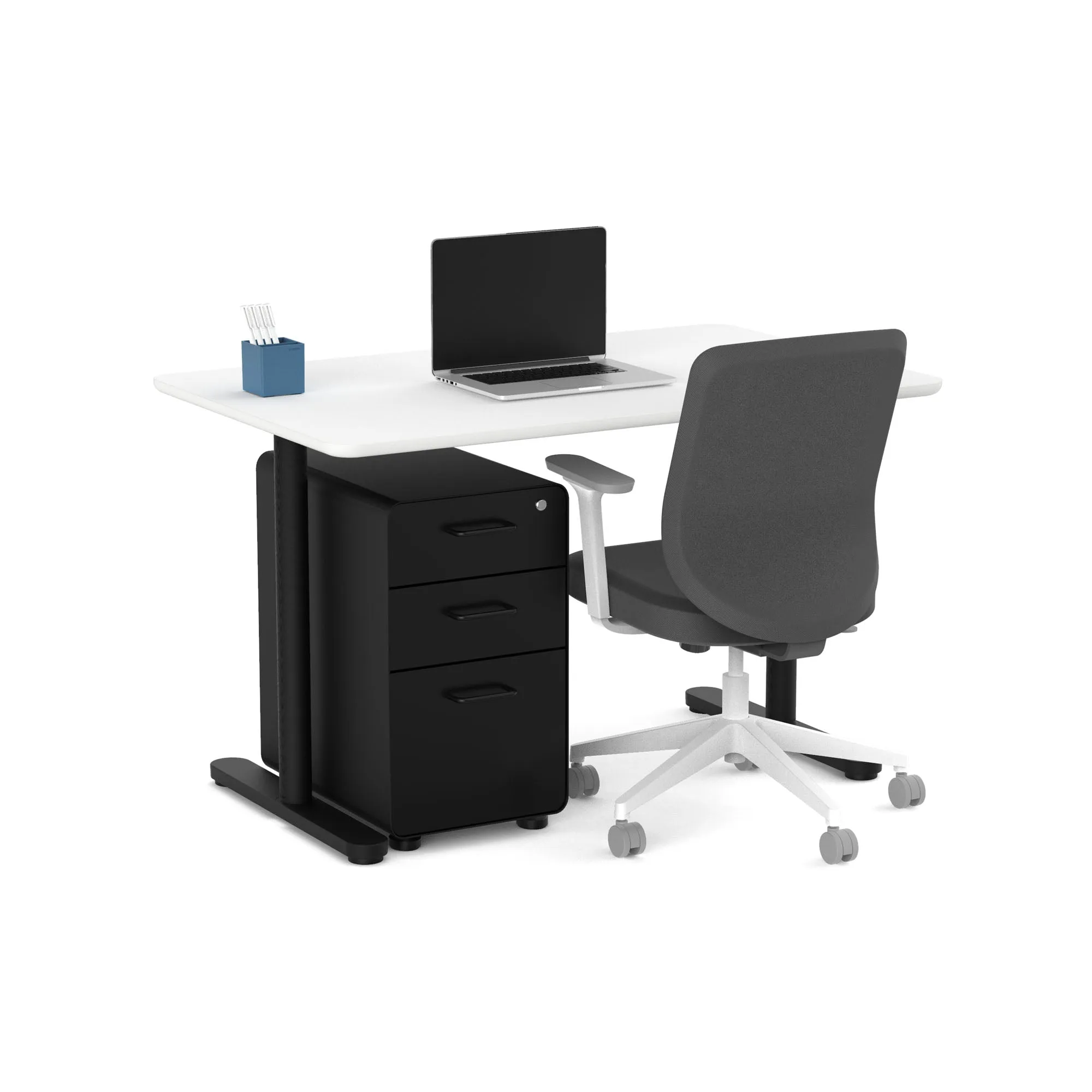 Raise Fixed Height Single Desk, Black Legs