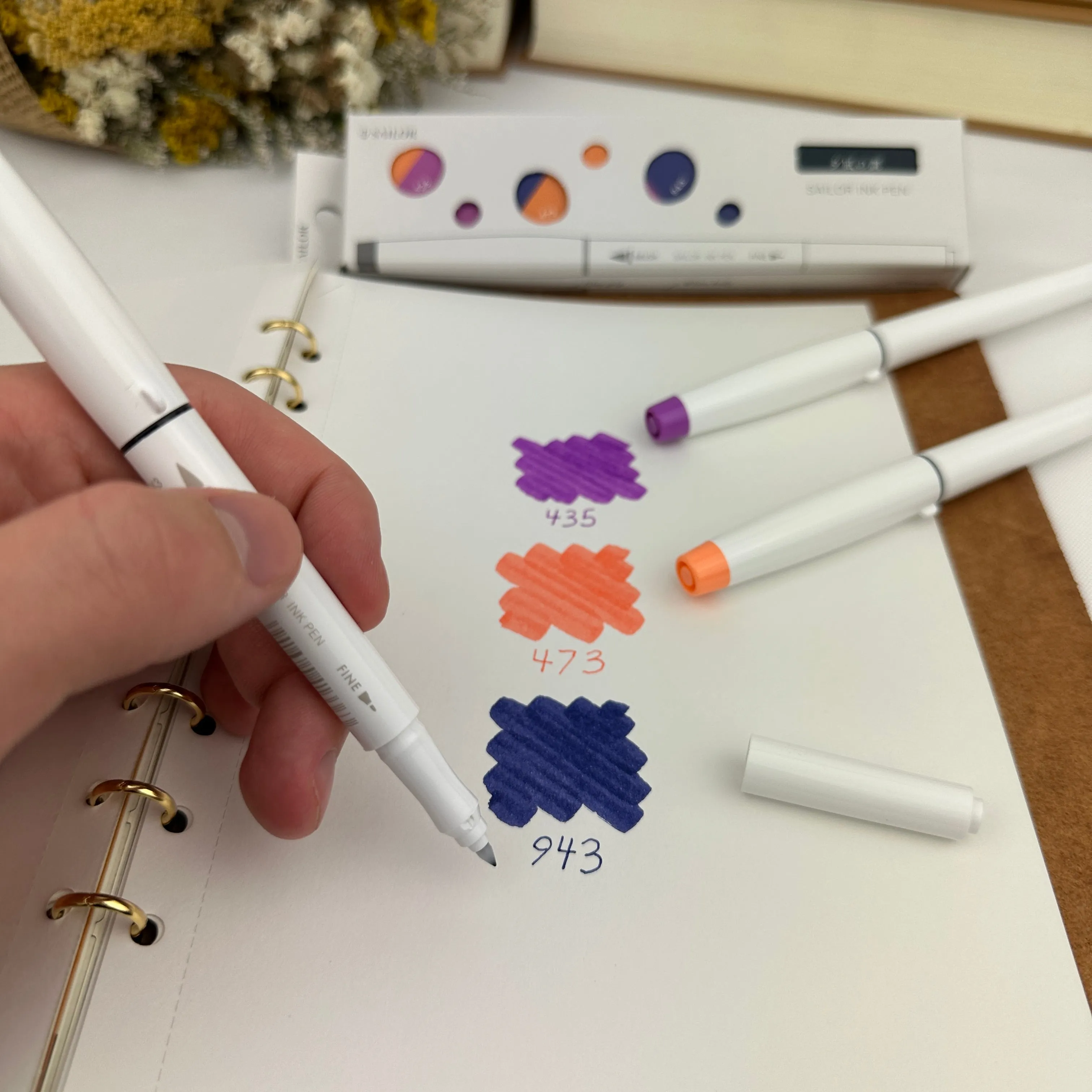 Sailor Studio Ink Dual-Tip Brush Pens (Set of 3) - Evening Sunset Tones