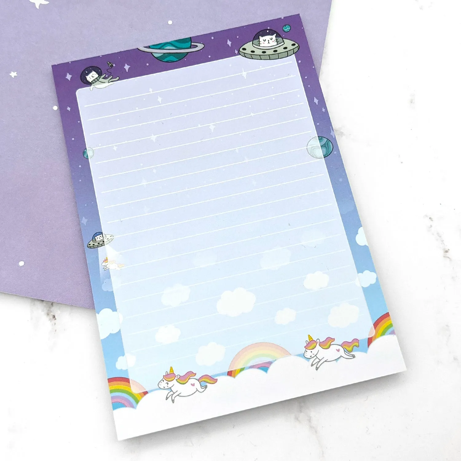 Space Cats VS. Unicorns A6 (4x6) Notepad