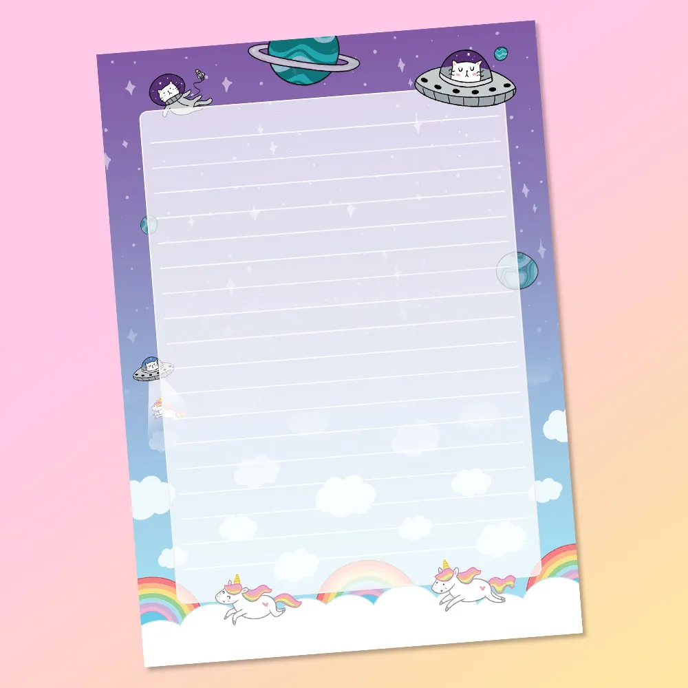 Space Cats VS. Unicorns A6 (4x6) Notepad