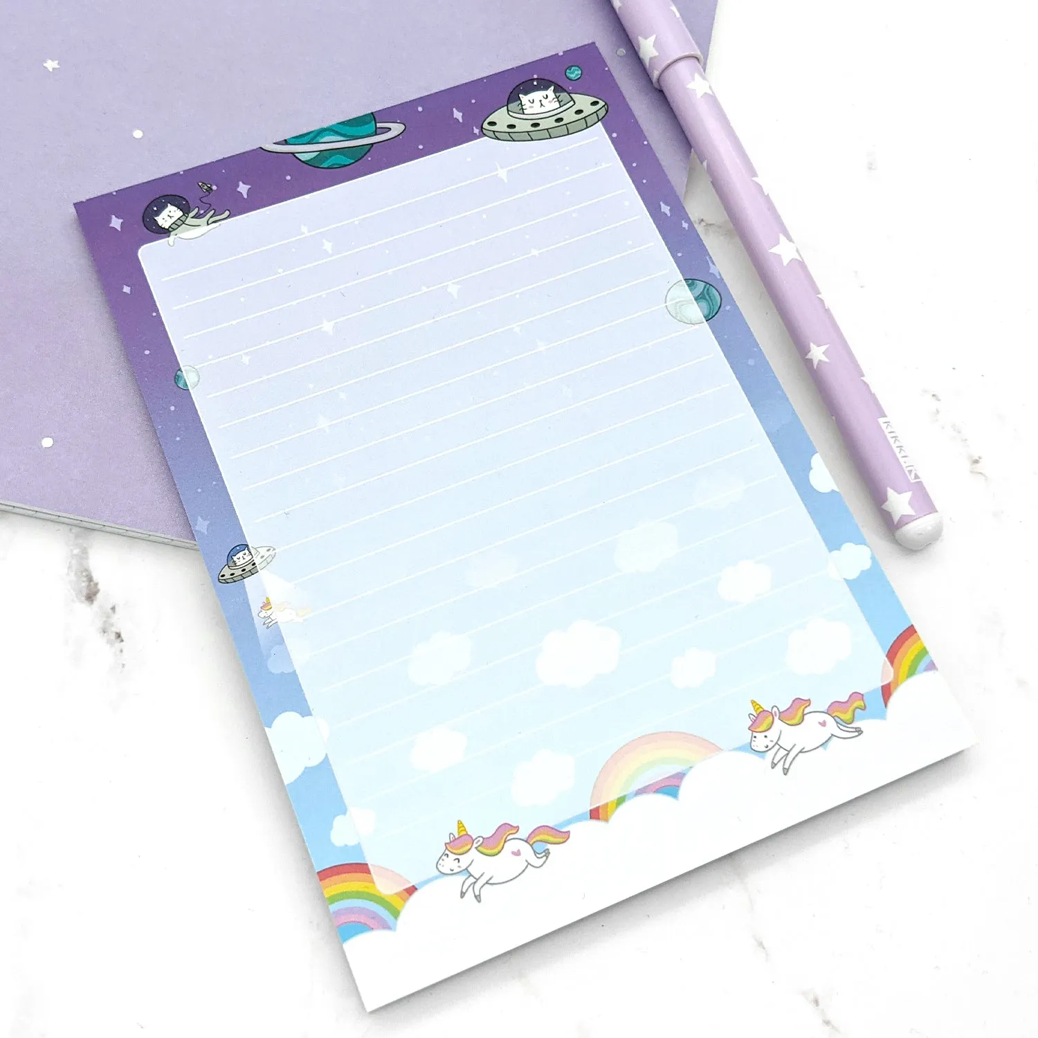Space Cats VS. Unicorns A6 (4x6) Notepad