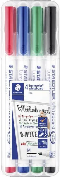 Staedtler - Lumocolor Slim Whiteboard Wallet of 4 - Assorted Colours
