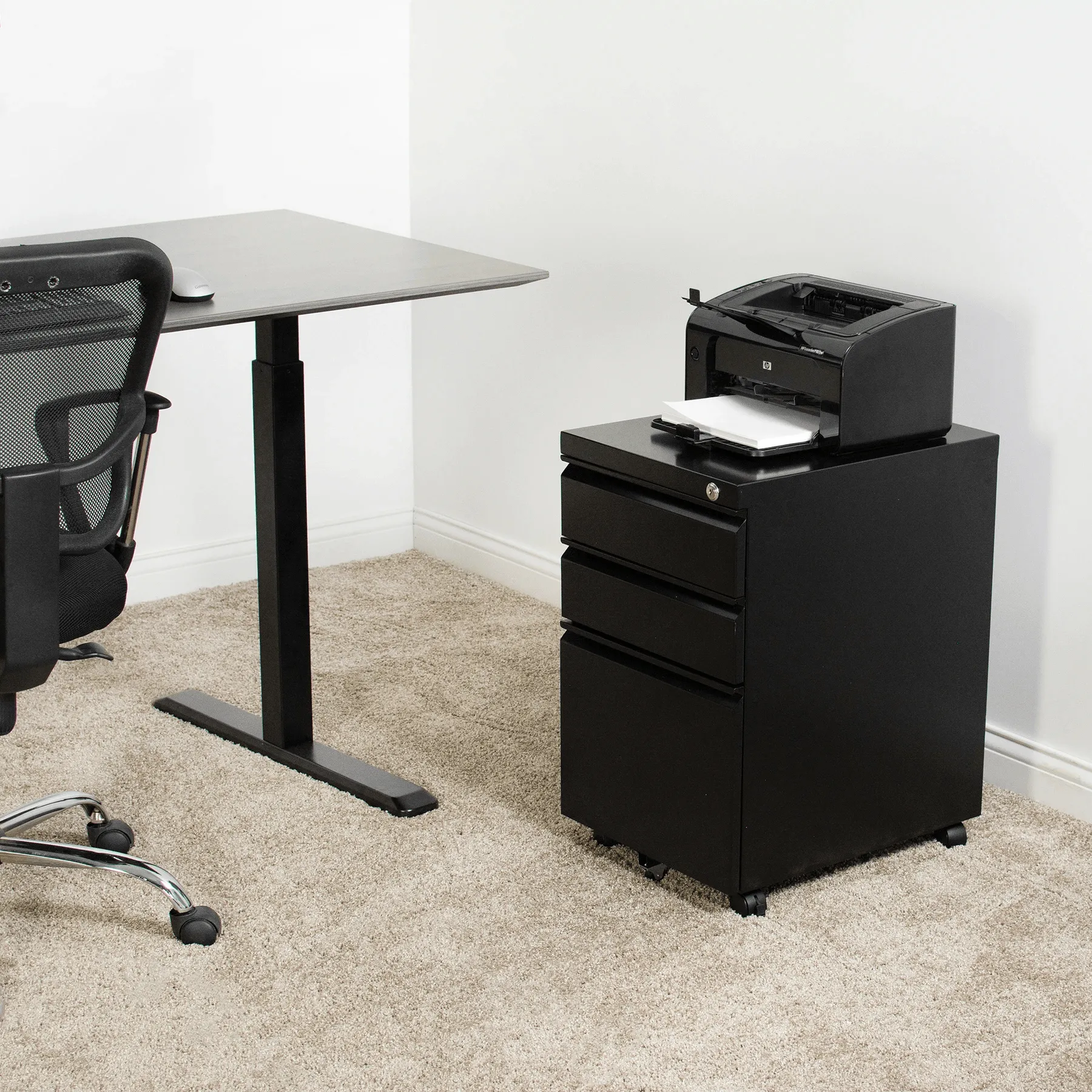 VIVO Black Mobile File Cabinet Cart, FILE-MB01B