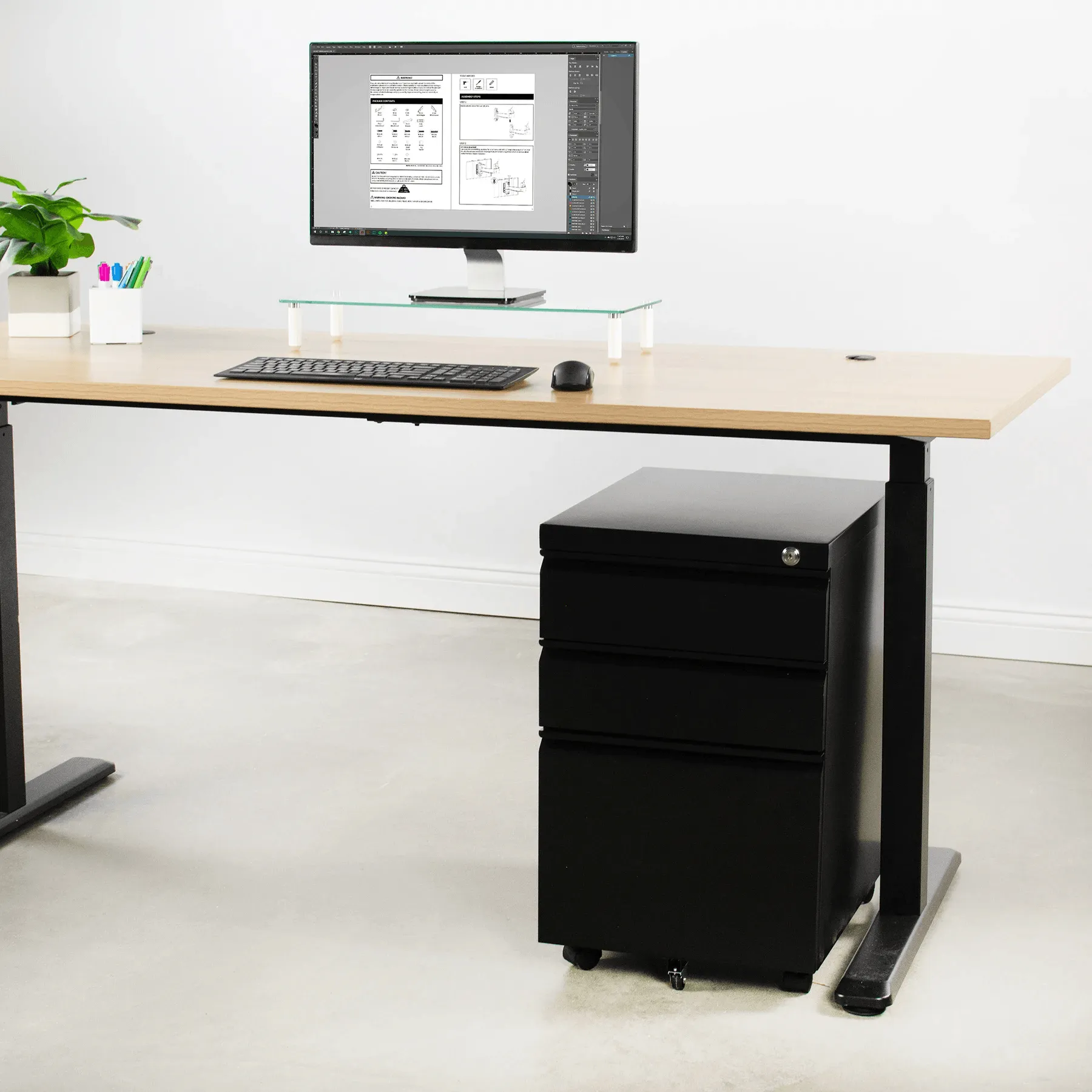 VIVO Black Mobile File Cabinet Cart, FILE-MB01B