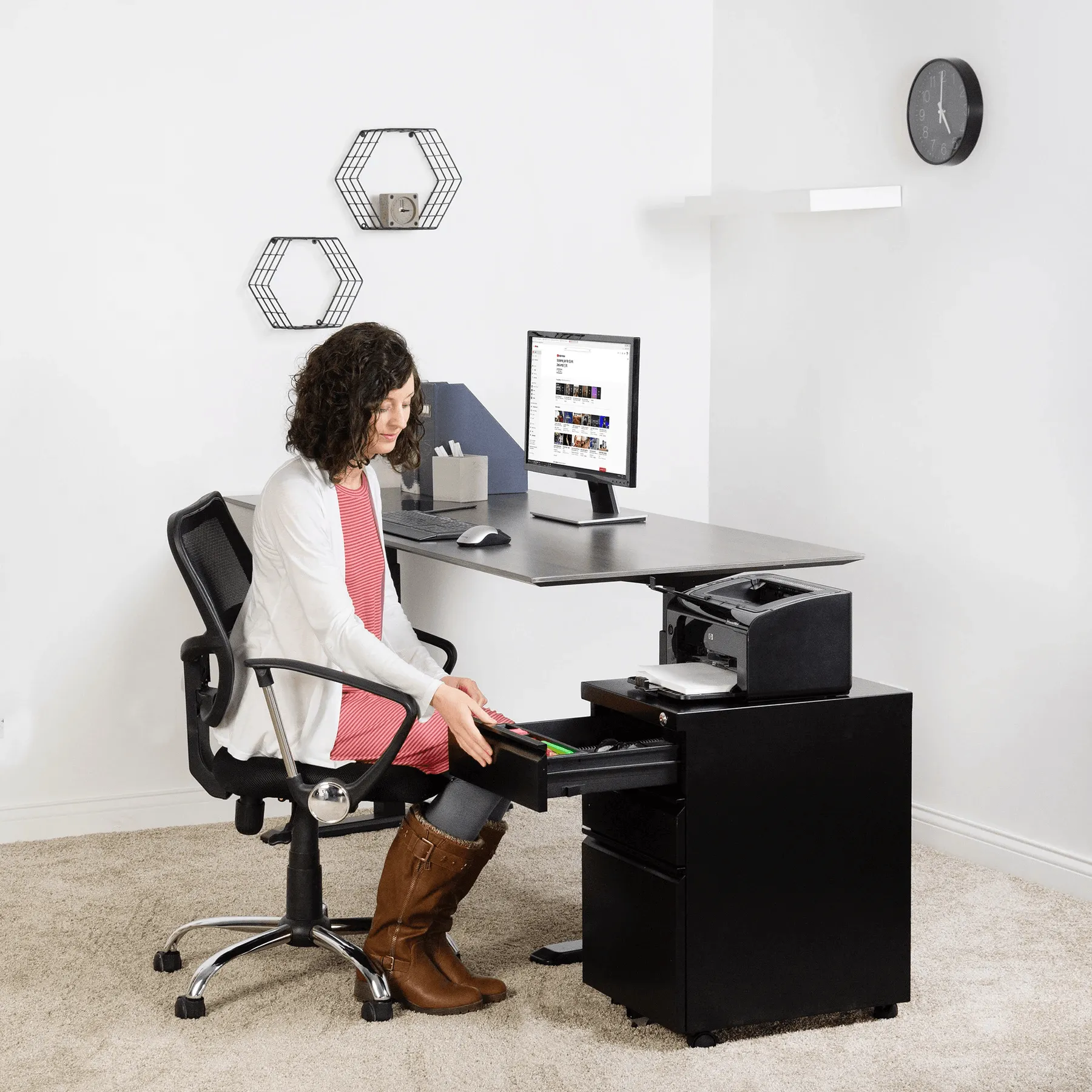 VIVO Black Mobile File Cabinet Cart, FILE-MB01B