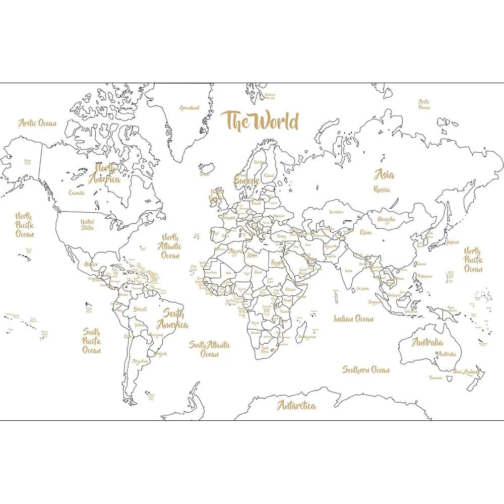 Wallpops Dry Erase Map 36" x 24" - White & Gold (Ì)
